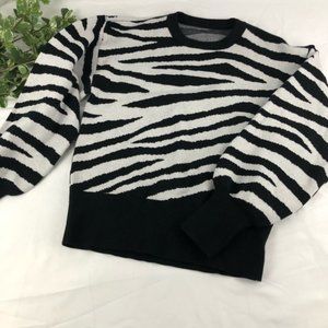 Black and White Zebra Print Bubble Sleeve Sweater